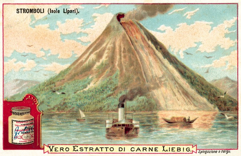 Stromboli, Italien (chromolitho) af European School