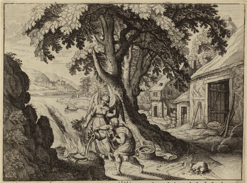 Herrens engel viser sig for Gideon (gravering) af European School