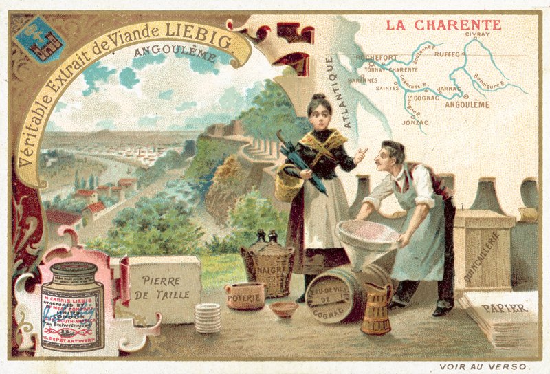 Charente og udsigt over Angouleme (chromolitho) af European School