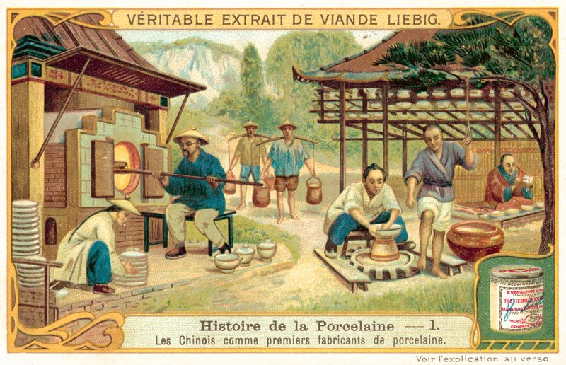 Kineserne, de første producenter af porcelæn (chromolitho) af European School