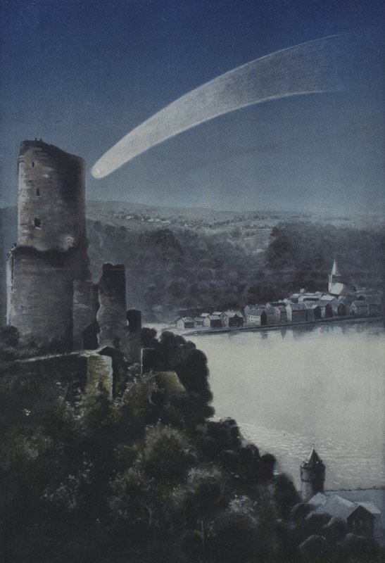 Den store komet fra 1811 (farve litho) af European School