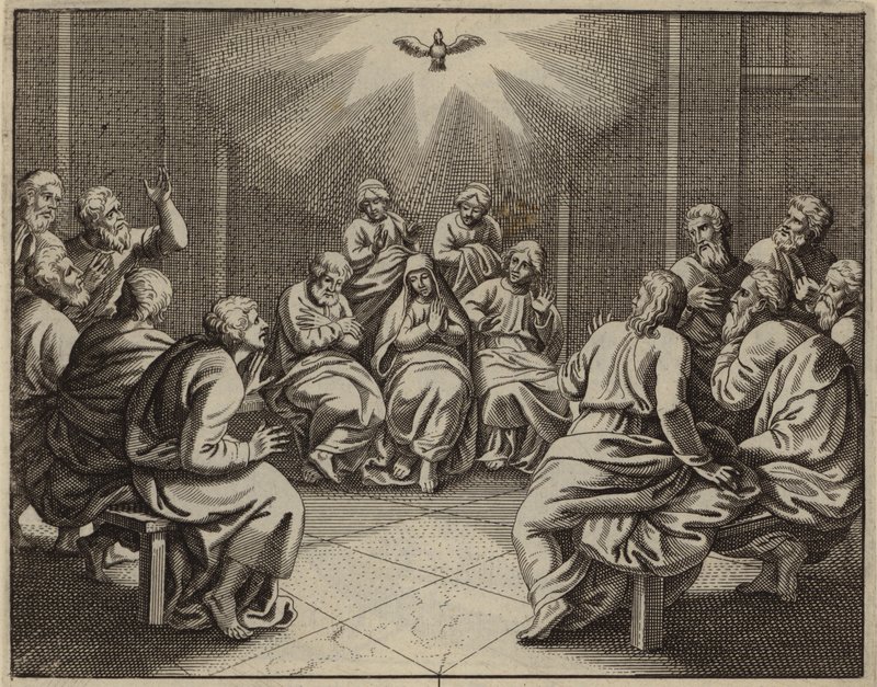 Helligånden kommer til de tolv apostle på pinsedagen (gravering) af European School