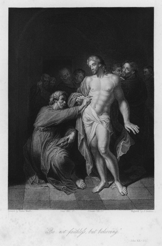 The Incredulity of St Thomas, John XX, 27 (gravering) af European School