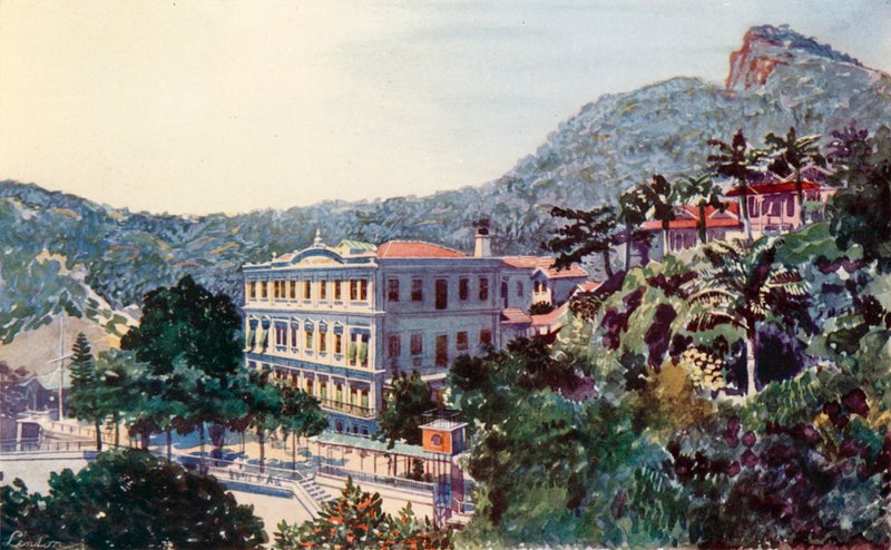 The International Hotel, Santa Thereza, Rio de Janeiro (farvelitografi) af European School