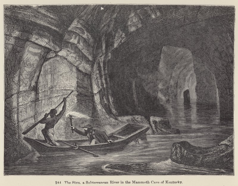 The Styx, en underjordisk flod i Mammoth Cave of Kentucky (gravering) af European School