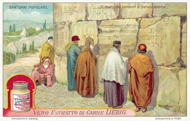 Grædemuren i Jerusalem (chromolitho) af European School