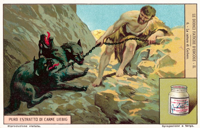 Indfangningen af Cerberus (chromolitho) af European School