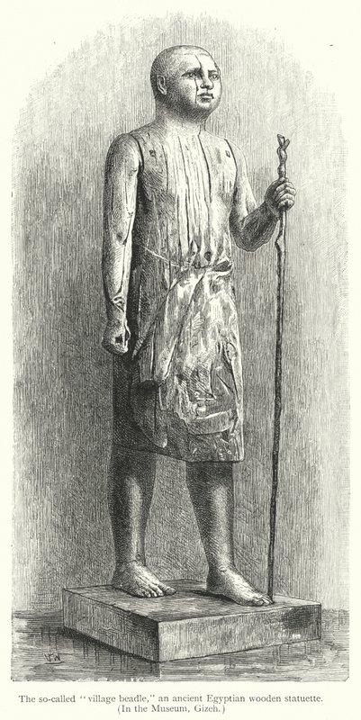 Den såkaldte "landsbyperle", en gammel egyptisk træstatuette (gravering) af European School