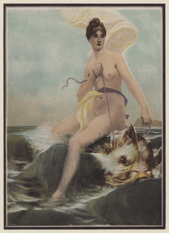 Thetis, havnymfe fra den græske mytologi (farvelitografi) af European School
