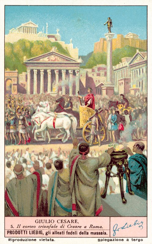 Julius Cæsars triumf (chromolitho) af European School