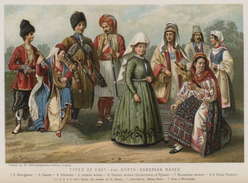 Typer af øst- og nordeuropæiske racer (chromolitho) af European School