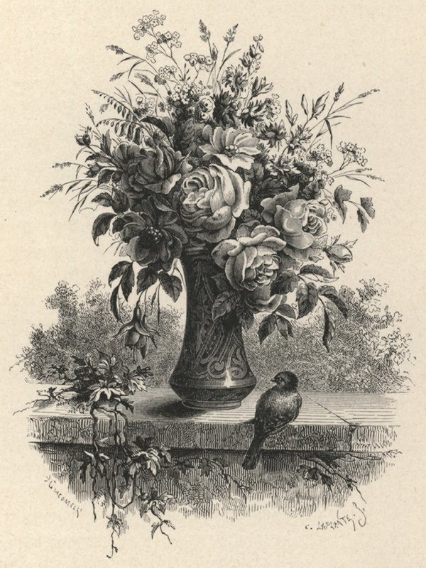 Vase med blomster (gravering) af European School