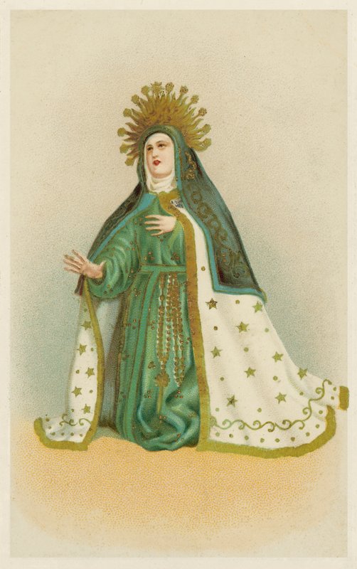 Jomfru Maria (chromolitho) af European School