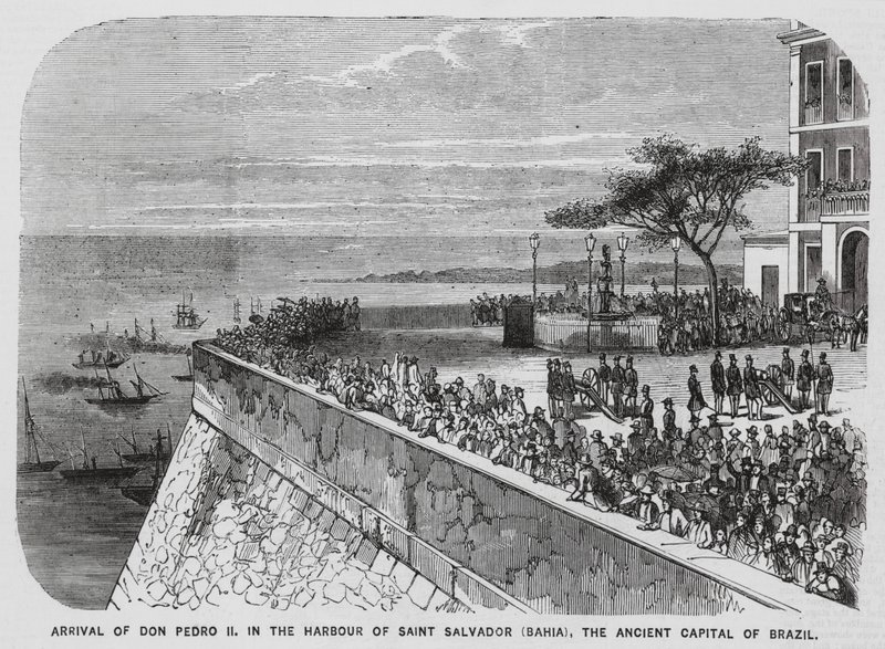 Kejser Pedro II af Brasiliens besøg i Salvador, Bahia (kobberstik) af European School