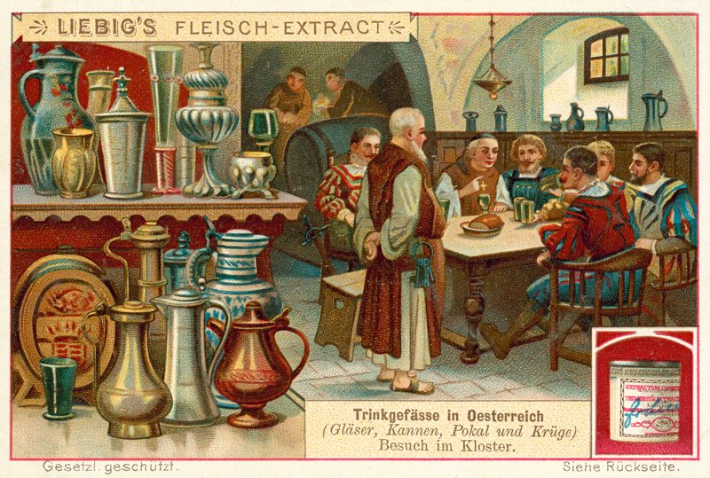 Besøg i et kloster i Østrig (chromolitho) af European School