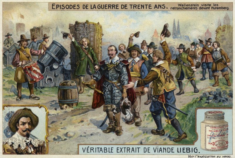 Wallenstein visiting the entrenchments before Nuremberg, 1632  af European School