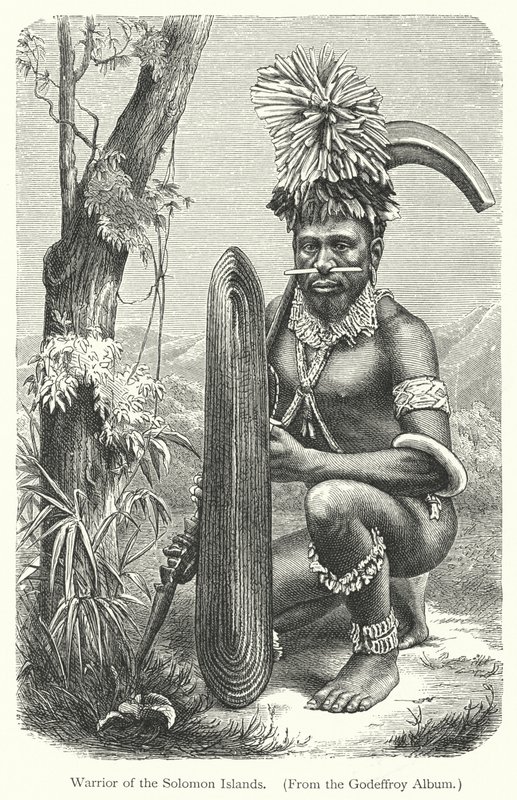 Warrior of Salomon Islands (gravering) af European School