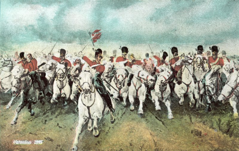 Waterloo 1815, skotsk kavaleri-ladning af European School