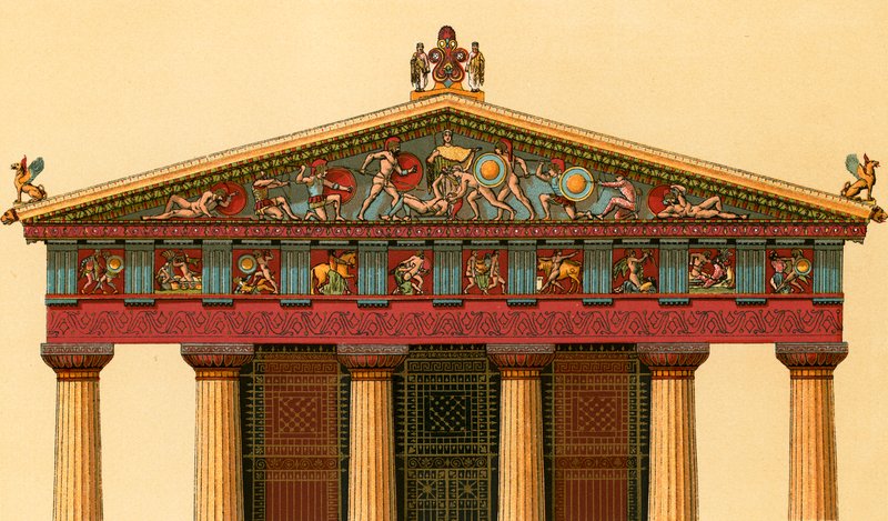 Den vestlige facade af Athenatemplet i Aegina af European School