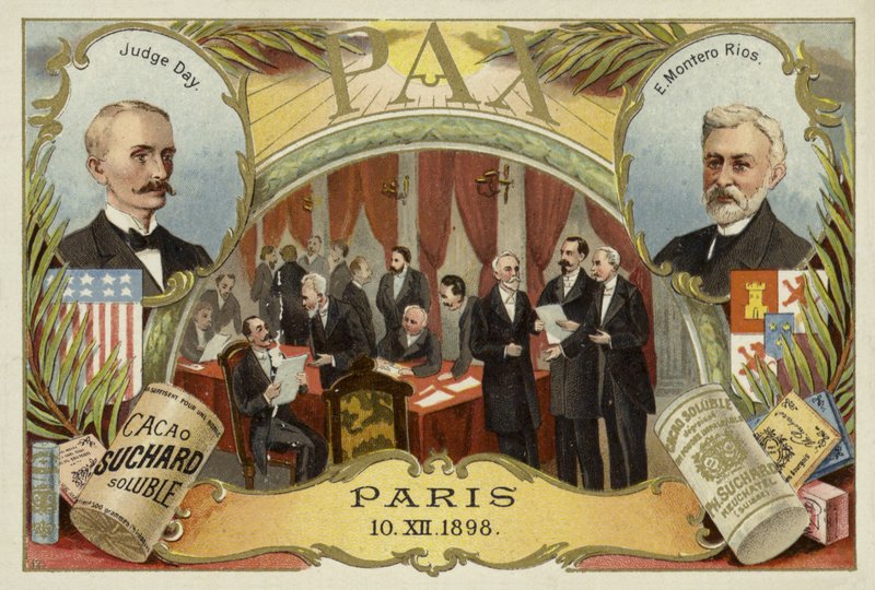 William R Day og Eugenio Montero Rios, og Paris-traktaten, der afsluttede den spansk-amerikanske krig, 10. december 1898 af European School
