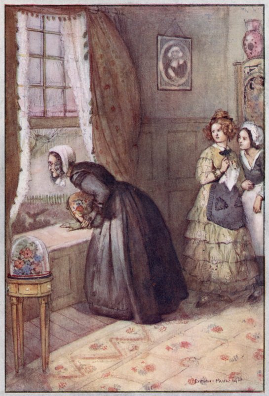 Illustration til Cranford af fru Gaskell (farve litho) af Evelyn Paul