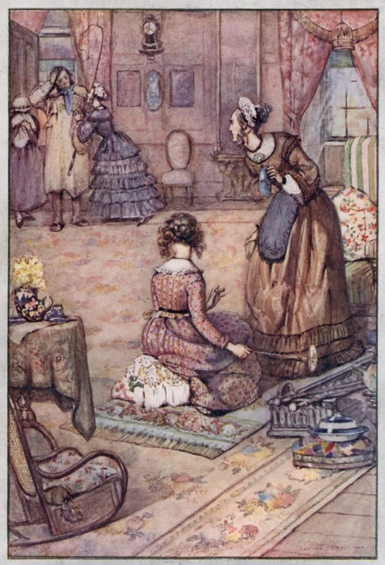 Illustration til Cranford af fru Gaskell (farve litho) af Evelyn Paul