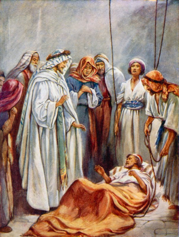 The Sick of Palsy (farve litho) af Evelyn Stuart Hardy