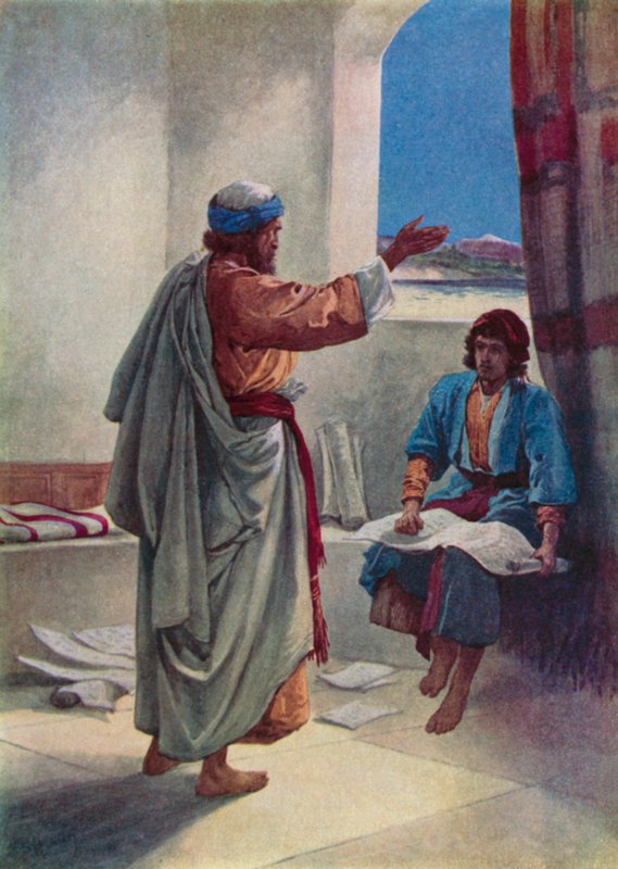 Timothy, der hjalp Paul (farve litho) af Evelyn Stuart Hardy