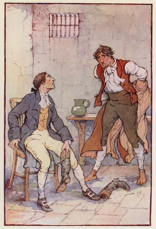 Illustration til En fortælling om to byer af Charles Dickens (farvelitografi) af F. M. B. Blaikie
