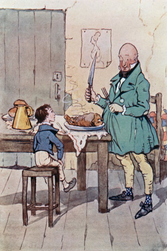 Illustration til David Copperfield (farve litho) af F. M. B. Blaikie