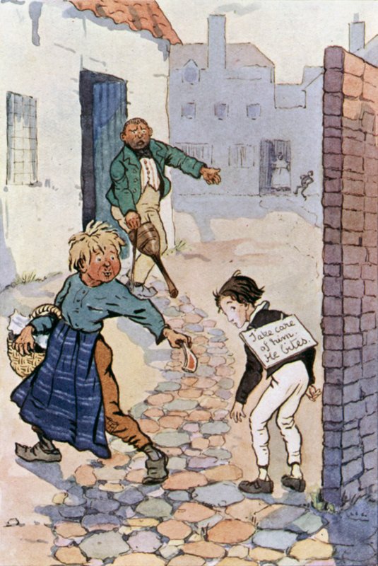 Illustration til David Copperfield (farve litho) af F. M. B. Blaikie