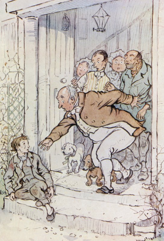 Illustration til Oliver Twist (farve litho) af F. M. B. Blaikie