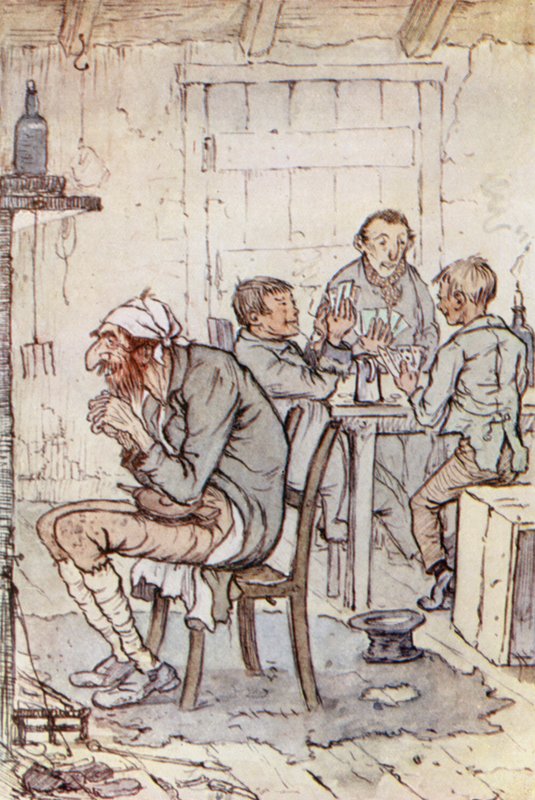 Illustration til Oliver Twist (farve litho) af F. M. B. Blaikie