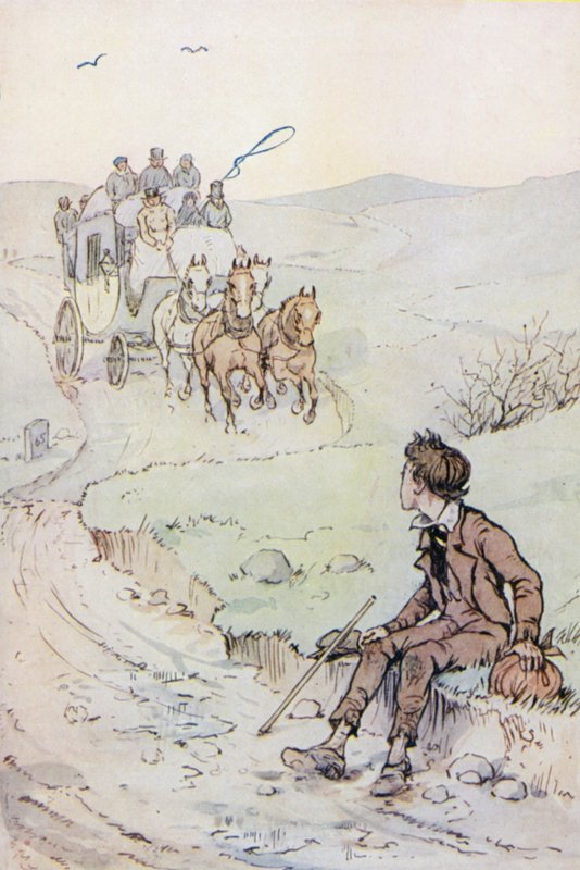 Illustration til Oliver Twist (farve litho) af F. M. B. Blaikie