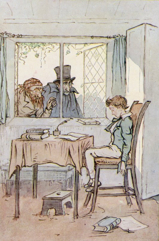 Illustration til Oliver Twist (farve litho) af F. M. B. Blaikie