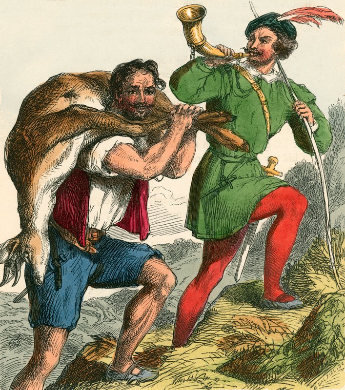 Robin Hood og Lille John tager den fede buk hjem af F. Tayler