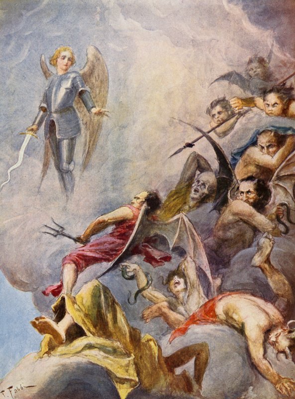 La Gerusalemme Liberata af Torquato Tasso: Canto IX, strofe 64 (farvelitografi) af Fabio Fabbi