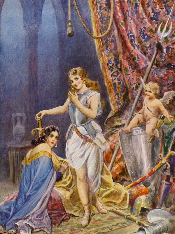 La Gerusalemme Liberata af Torquato Tasso: Canto VI, stanza 92 (farvelitografi) af Fabio Fabbi