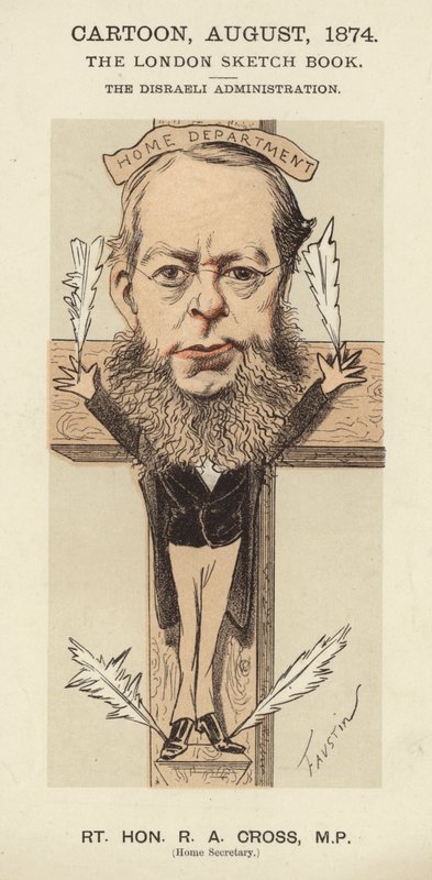 R A Cross, britisk konservativ politiker og indenrigsminister i Benjamin Disraelis regering af Faustin (b.1847)