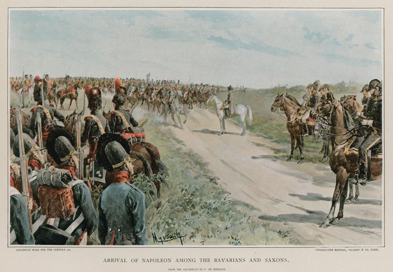 Napoleons ankomst blandt bayerne og sakserne af Felicien baron de Myrbach Rheinfeld