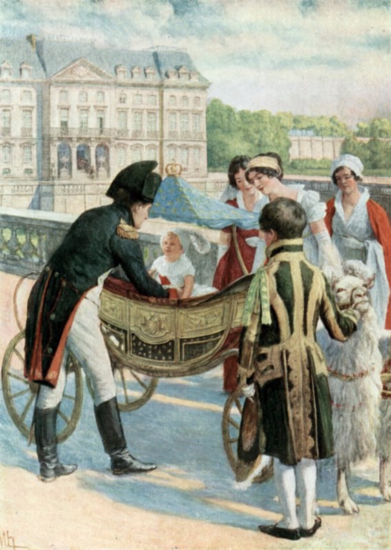 Napoleon og kongen af Rom på terrassen ved Meudon af Felicien baron de Myrbach Rheinfeld