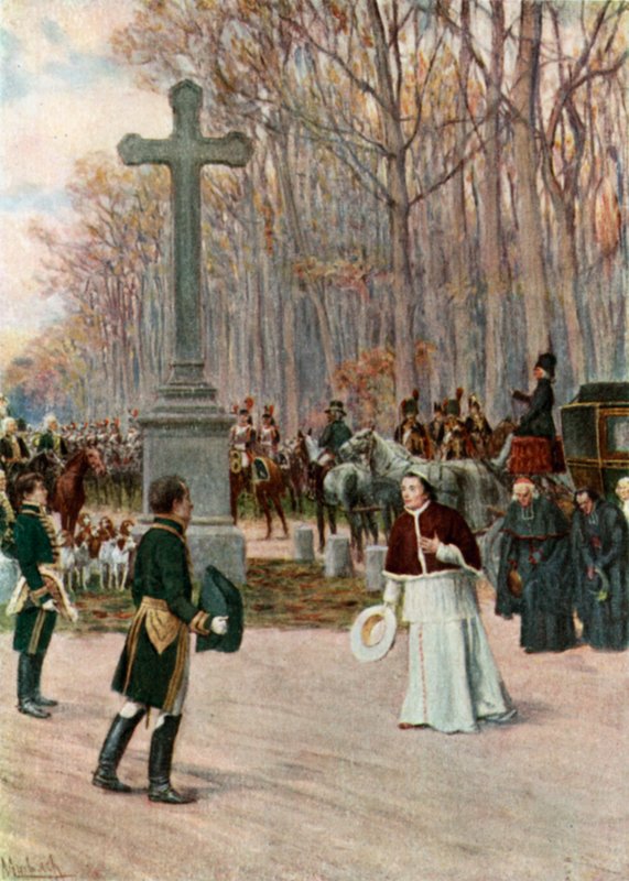 Napoleons og pavens møde i Fontainebleau af Felicien baron de Myrbach Rheinfeld