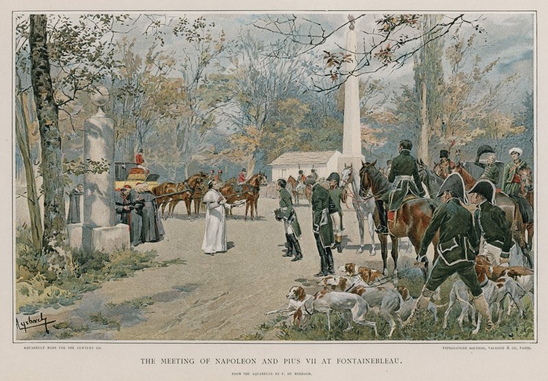 Mødet mellem Napoleon og Pius VII i Fontainebleau af Felicien baron de Myrbach Rheinfeld