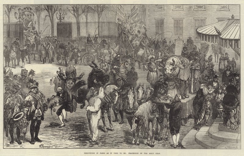 Fastelavn i Paris som det plejede at være, Procession of the Boeuf Gras af Felix Regamey