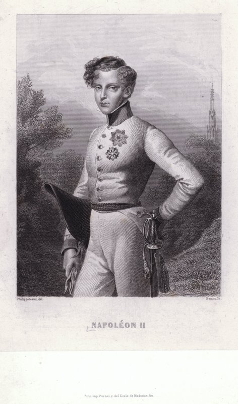 Napoleon Francois Joseph Charles Bonaparte, søn af kejser Napoleon I af Frankrig (stik) af Felix (after) Philippoteaux