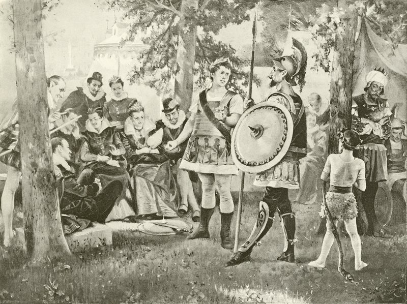 Kærlighedens arbejde er tabt. Akt V, Scene II (dybtryk) af Felix Octavius Carr Darley