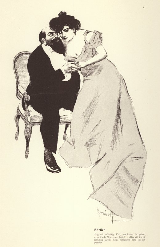 Mand med sin elskerinde (litho) af Ferdinand von Reznicek