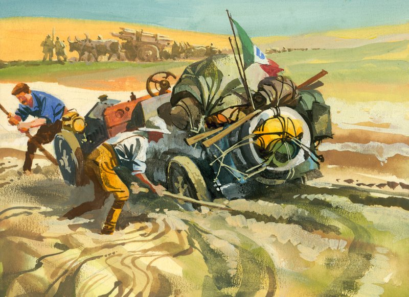 Ten thousand mile motor race (gouache på papir) af Ferdinando Tacconi