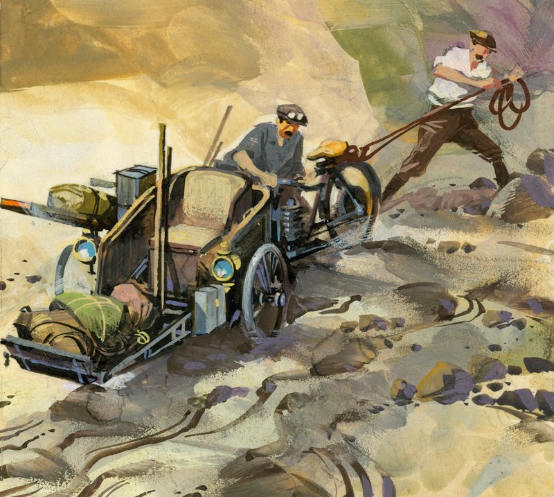 Ten thousand mile motor race (gouache på papir) af Ferdinando Tacconi