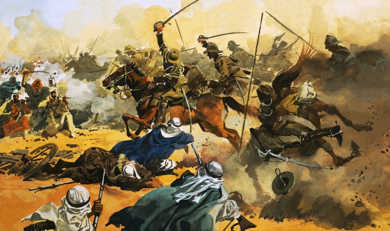 21st Lancers leder slaget mod den arabiske fæstning Omdurman i 1897 af Ferdinando Tacconi